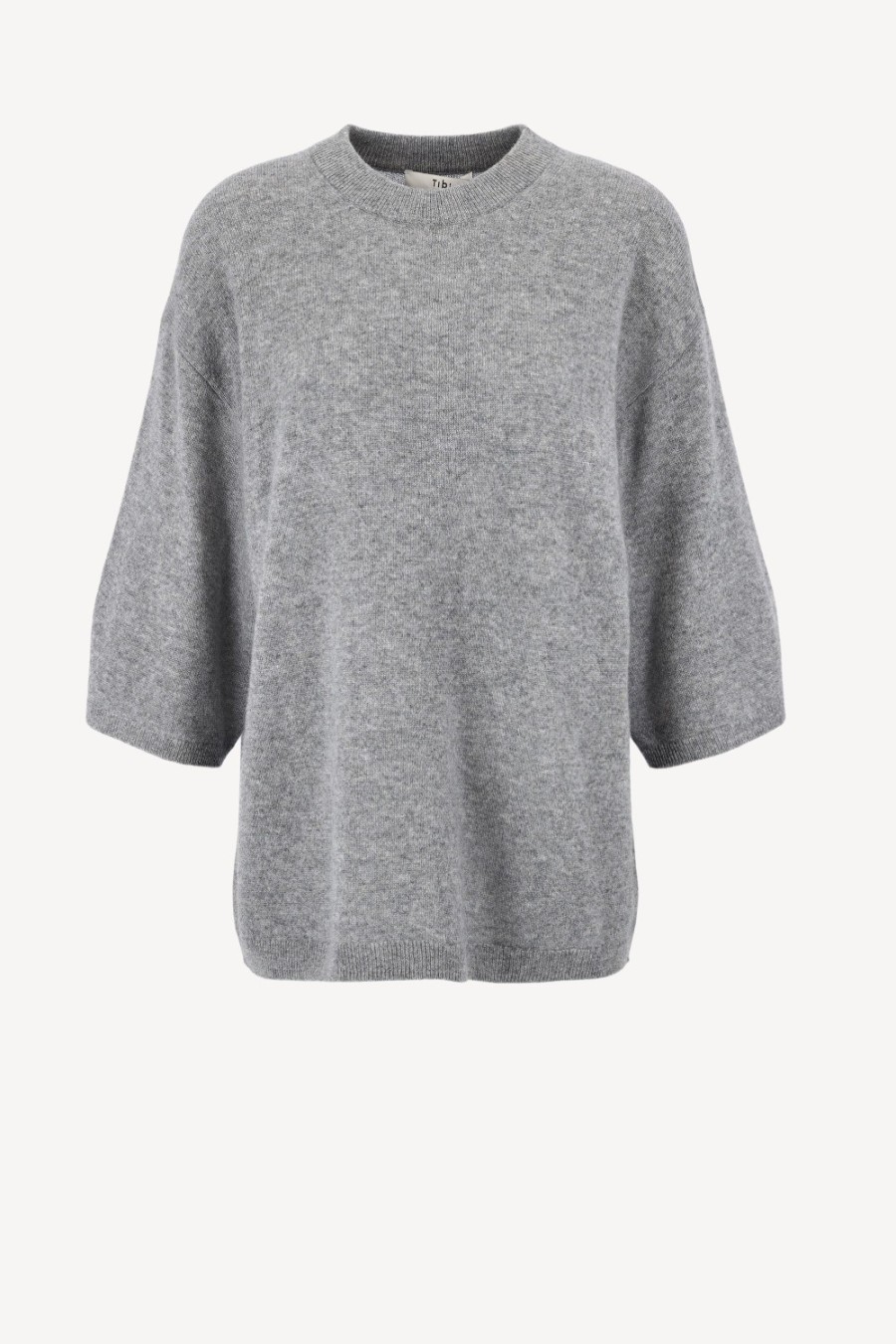 Vetements Tibi | T-Shirt En Cachemire Gris Clair