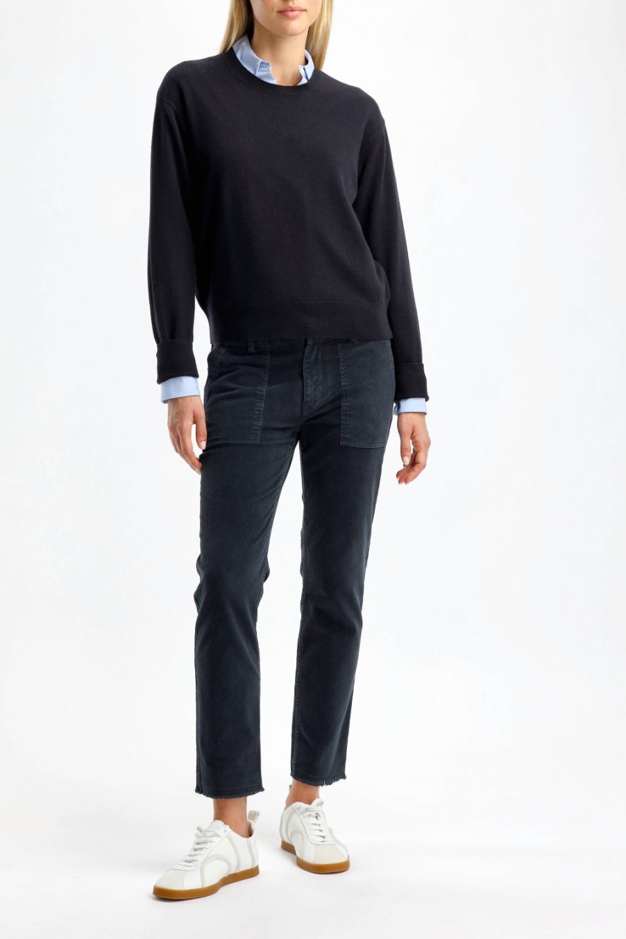 Vetements Nili Lotan | Pantalon En Velours Cotele Jenna Dans Dark Navy