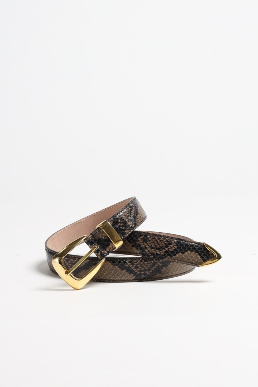 Accessoires Khaite | Ceinture Benny Python En Cafe/Or