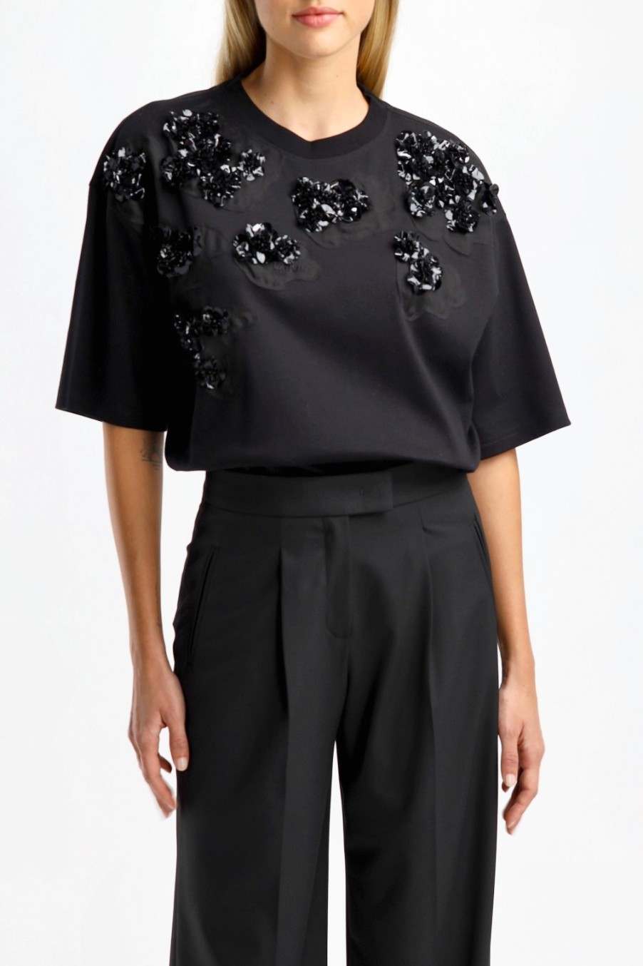 Vetements Lanvin | T-Shirt Oversized Flower En Noir
